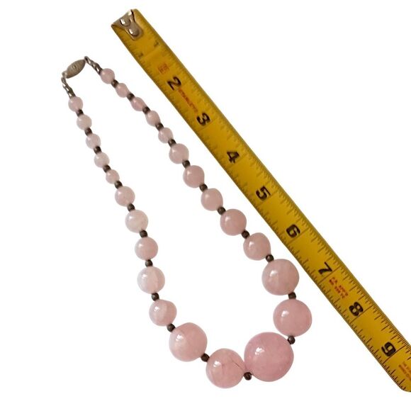 Vtg Rose Quartz Beaded Necklace Chunky Graduated Pale Pink Art Deco Victorian - Picture 2 of 16